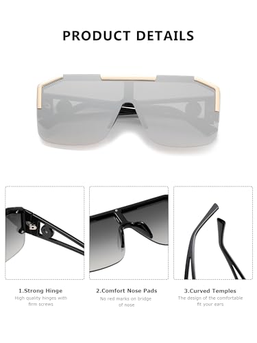 Big Sunglasses for Women Oversized Shades for Women Trendy Large Rectangle Sun Glasses3
