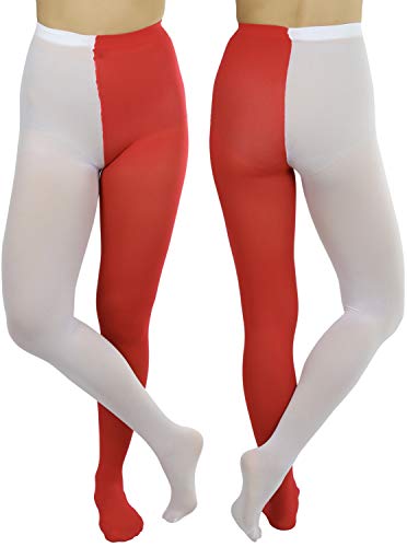 Image of ToBeInStyle Women's Two Toned Vibrant Jester Contrast Opaque Multicolored Tights