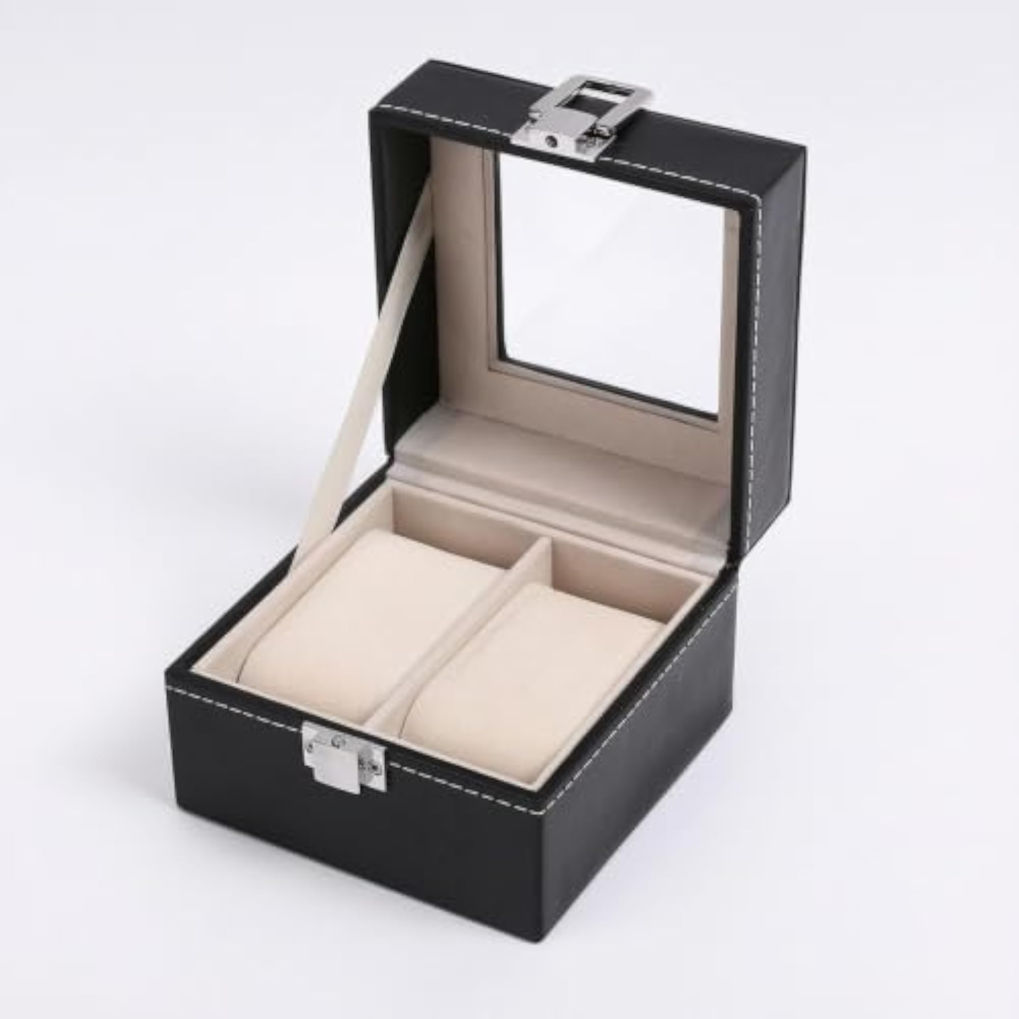 Black Watch Display Box with Window, 2 Slots