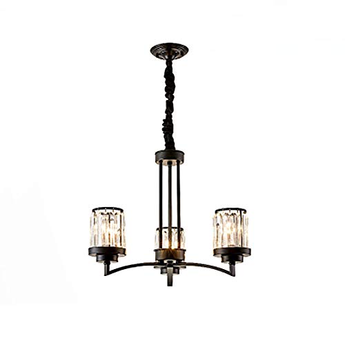Chandelier cristal E14 rétro noir à 6 lampes pour salon chic