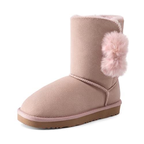 DREAM PAIRS Girls Boots Kids Boys Winter Snow Mid Calf Boots Faux Fur Lined FuzzyChic Kid's Lolly for Little Kid/Big Kid 10 Toddler Light Pink