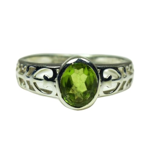Bague péridot naturelle anti-ternissement en argent 925