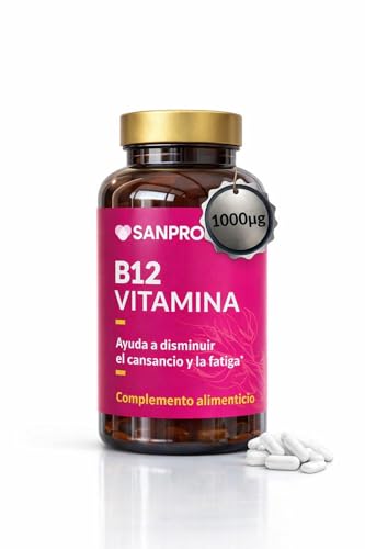 Vitamina B12 1000µg Alta Dosis | 60 Cápsulas Veganas - Sin OGM | Cianocobalamina Alta Absorción | Reduce Cansancio, Fatiga | Apoya Sistema Nervioso, Inmunitario | Fabricado UE