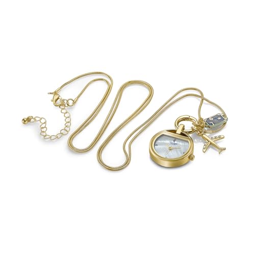 Image of Sonata Poze 8 Quartz Analog Locket Watch for Women with White MOP Dial, IPG Chain Necklace + Charms Strap - SP80155YM01W