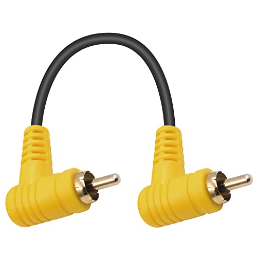 Duttek 90 Degree RCA Cable 0.15M 1-pack,Right Angle Audio Cable for Home Theater,Subwoofer,HDTV and DVD or other with audio connection equipment (90 Degree RCA Cable Male to Male)