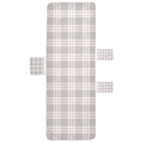 SyXIOP Szary wzór w kratkę szezlong poszewki na poduszki miękkie solidne patio szezlong ręczniki z kieszeniami na basen opalanie plażę ogród, 215 cm x 76 cm para muebles de patio
