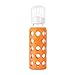 Lifefactory 9-Ounce BPA-Free Glass Baby Bottle with Protective Silicone Sleeve and Stage 2 Nipple, Orange