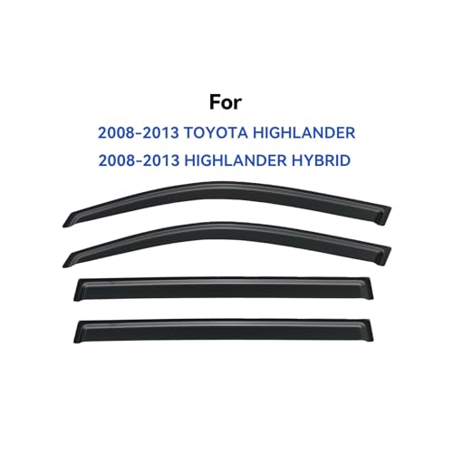 Image of Window Visors Rain Guards Shield for 2008-2013 Toyota Highlander, Out-Channel Window Vent Wind Deflectors Visors Shades for 08-13 Highlander Hybrid
