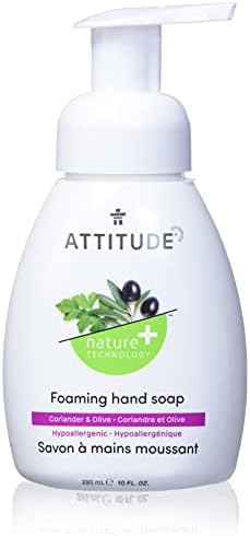 ATTITUDE Hypoallergenic Foaming Hand Soap Fluid Ounce, Coriander & Olive, 10 Fl Oz (14005)