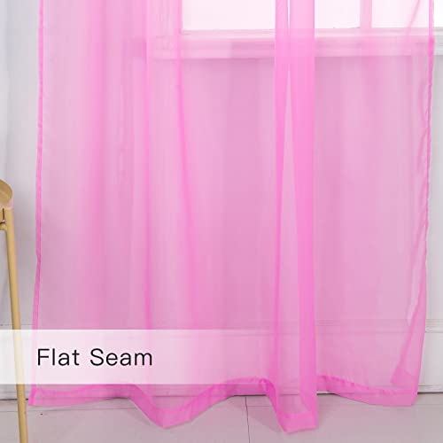 Tony's Collection Baby Pink Sheer Curtains 84 Inch Length 2 Panels Set Voile Window Treatment Rod Pocket Curtain Panels For Living Room Girls Bed Room Kids Room Kitchen(34X84 Inch, Pink,2 Panels) #TOP4