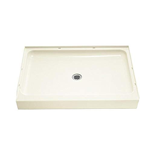 STERLING 72121100-96 48-Inch Shower Base Vikrell Center Drain, Biscuit