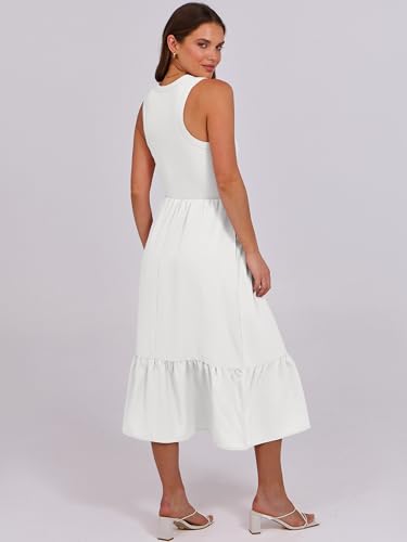 Image of ANRABESS Women Midi Dresses 2026 Summer Casual Sleeveless Sundress High Neck Tank Top Racerback Flowy Beach Dress ＆ Pockets
