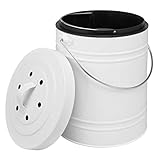 bremermann Komposteimer mit 5 Liter Inneneimer Aktivkohlefilter Bio Abfalleimer weiß