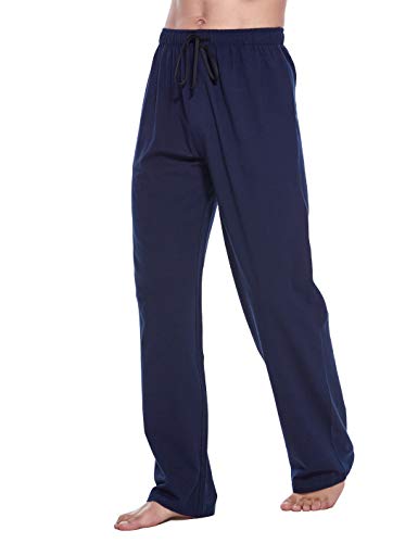 Cyz Cotton Knit Pajama Lounge Sleep Pants-Navy-L #TOP1