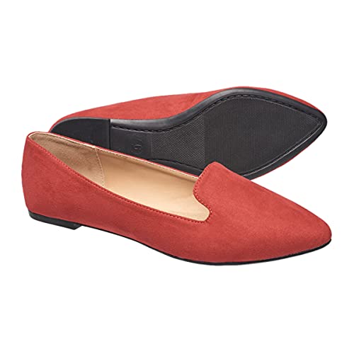 Charles Albert Ultra Comfortable Elegant Loafers for Women - Versatile and Stylish - Best for Parties, Dates and as Women's Work Shoes - Made with Sustainable Vegan Material, Bright Red, 7