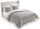 UGG Blissful Queen Comforter Set with 2 Pillow Shams, Reversible Quilted Bed Comforter, Ultra Warm Winter Bed Set, Down Alternative Bedding, Full/Queen Size, Seal Grey
