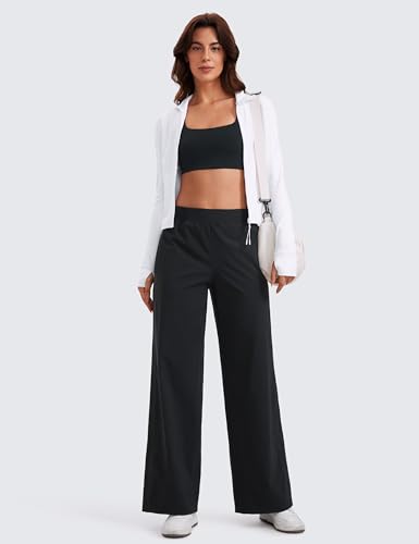 CRZ YOGA Stretch Wide Leg Casual Pants for Women 30" High Waisted Dress Work Water Resistant Travel Trousers3