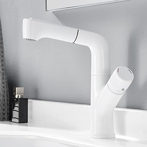 Robinet de lavabo multifonction jet extractible et commande eau chaude froide