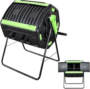 Fu-de-mo コンポスター 回転式 200L 大容量 生ごみ処理器 PP素材 コンポストビン 屋外用 家庭菜園 園芸用 堆肥作り日本語説明書付き
