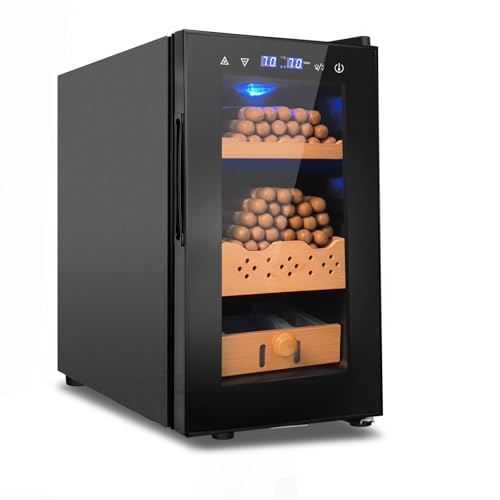 Electric Humidor, 25L 200 Counts Large Capacity,Thermostatic Electric Cooler Cabinet with Digital LED Screen, Safety Lock,Smart Humidity & Temp Contro