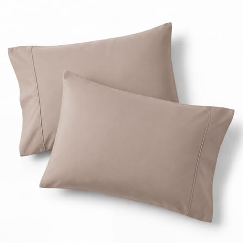 Image of Bedsure Queen Pillow Cases Set of 2 - Khaki Brushed Microfiber Pillowcase 2 Pack, Super Soft Pillowcase, Pillow Case Covers with Envelope Closure for Kids, Wrinkle, Fade Resistant, 20x30 Inches