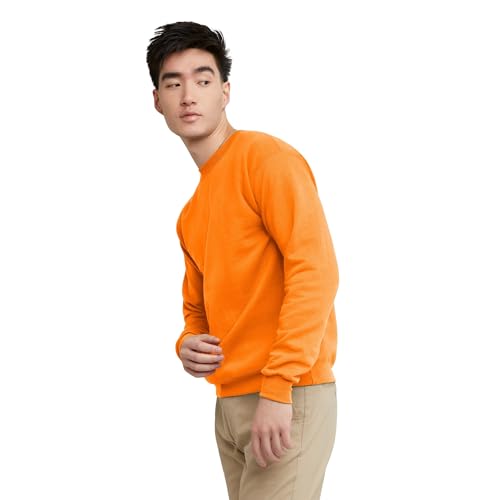 Hanes Men's EcoSmart Sweatshirt, safety orange, Small - image 3