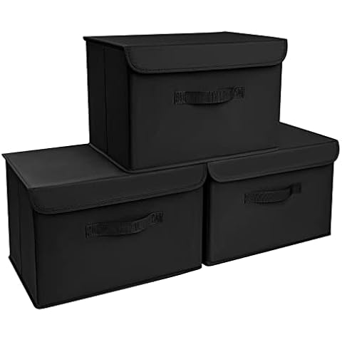 DIMJ 3 Stück Aufbewahrungsboxen mit Deckel und Griff Cover
