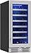 Zephyr Presrv 15" Wine Fridge Single Zone Under Counter - Countertop Mini Wine Cooler Cellars Small Cabinet Wine Refrigerator Home Bar Chiller Freestanding with French Glass Door - 27 Bottles 750ml
