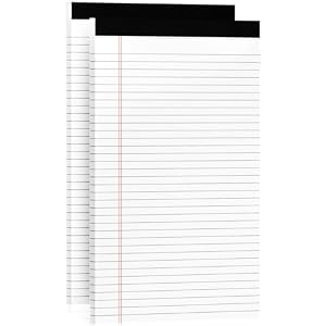 Legal Pads 8.5 x 14 White Wide Ruled, 2 Pack Legal Note Pads 8.5 x 14 Notepad, Lined Paper Pads 8.5 x 14, Lined Tablets Writing Pads, Lined Writing Note Pad, White 70 GSM Pads Of Paper, 30 Sheets/Pad