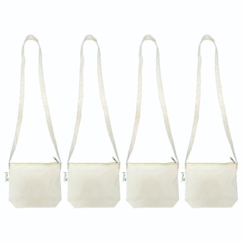 Image of VantageKart Women's Cotton Canvas Beige Sling Handbag Set of 4 - Stylish, Ideal for mobile phones and Crafting workshops & Beach