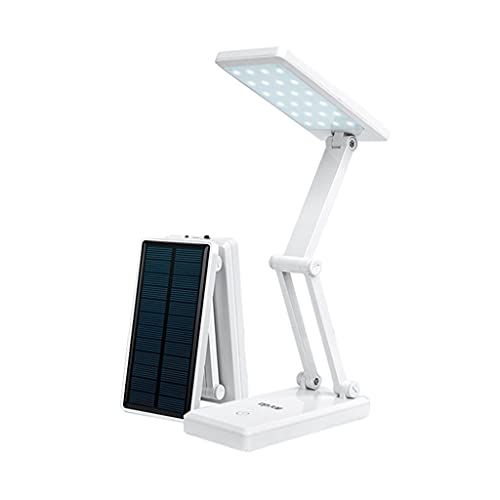 Lighting Tools Eye-Caring LED Desk Lamp Folding Table Lamp（Solar ChargingDirect Charge） with Plug Charging Port Button Control Desk Lamp Indoor (Color : White)