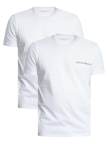 EMPORIO ARMANI Herren 2-Pack Crew Neck T-Shirt, weiß/weiß, M