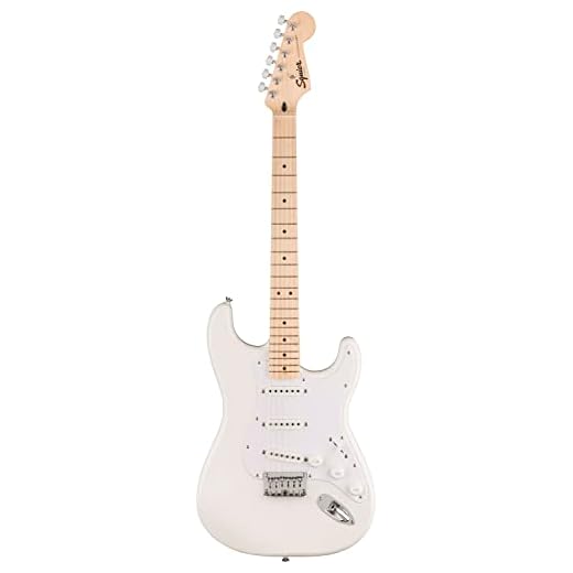 Squier by Fender Sonic Stratocaster HT, Guitarra Eléctrica, Diapasón de Arce, Golpeador Blanco, Blanco Ártico, Incluye cursos virtuales gratuitos en Fender Play
