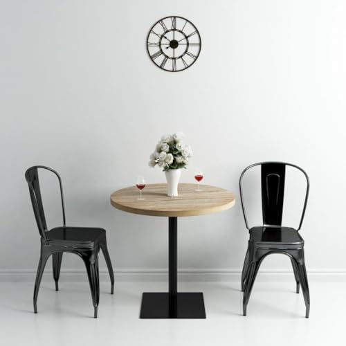 Table gain de place ronde 80 cm stable en chêne et acier beige - 2