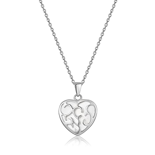 SIUMAL Women's Heart Stone Pendant Dainty Necklace,Unique Boutique Plated Silver Gold Necklaces for Women Trendy Birthday Gifts For Best Friends Female,Size 17 Inches+2 Inches Adjustable