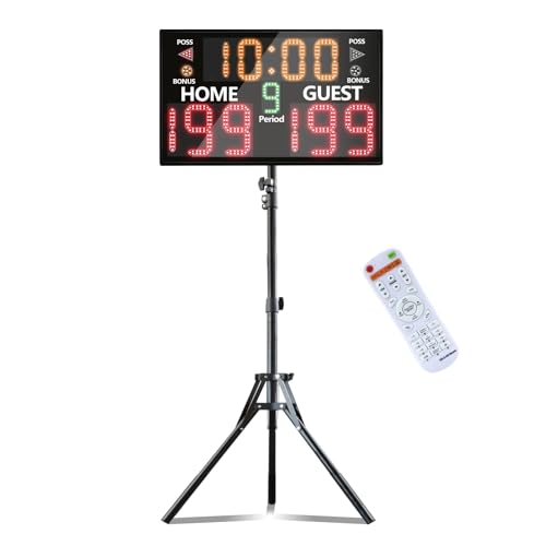 YZ Bigger LED Digital Scoreboard, Portable Basketball Scoreboard with Timer Clock, Electronic Scoreboard with Remote, Tabletop Scoreboard Clock, Score Keeper for Outdoor Game