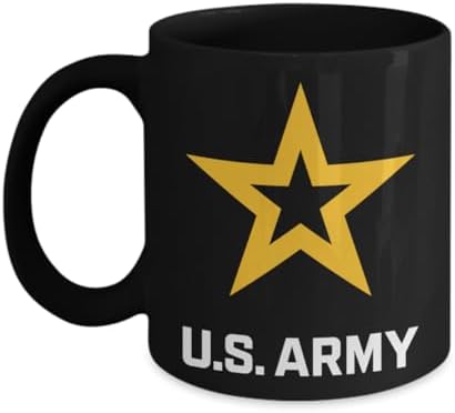 U.S. Army Coffee Mug - Gold Star Logo (Black, 11oz)