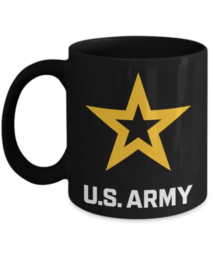 Taza de Café U.S. Army con Logo Estrella Dorada Negro 11oz miniatura 1