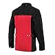 QeeLink Schweißjacke aus Leder, hitzebeständig und flammenresistent, strapazierfähig, Spaltrindleder, FR Arbeitssicherheitsjacke, Schwarz