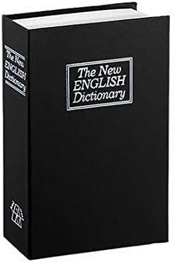 MUJGAN Book Safe with Key Lock, Portable Metal Safe Box,Secret Book Hidden Safe,Dictionary Diversion Book Safe, 18" x 11" x 6 " CM ( Black Large )