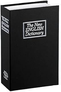 MUJGAN Book Safe with Key Lock, Portable Metal Safe Box,Secret Book Hidden Safe,Dictionary Diversion Book Safe, 18" x 11" x 6 " CM ( Black Large )