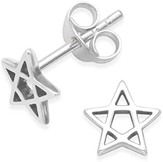 Sterling Silver pentagram Earrings - star stud earrings SIZE: small 6mm. Gift Boxed star earrings. 5146