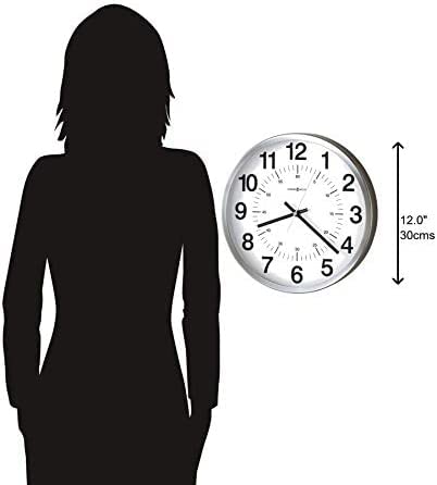 Howard Miller Easton Wall Clock 625-207 – 12-Inch Spun Nickel-Finished Round Metal Case, Contemporary Home Decor, Modern Glass Crystal, Quartz Movement Timepiece #TOP4