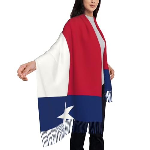 Flag of Texas Print Winter Scarf for Women - Faux Wool Shawl - Black, Multicolor3