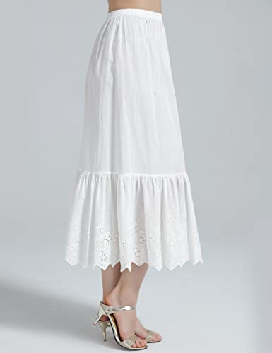 BEAUTELICATE Half Slip Skirt Extender 100% Cotton Vintage Underskirt with Lace Embroidery