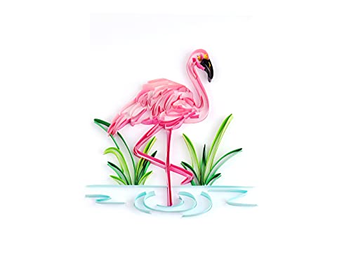Uniquilling Kit de peinture en papier pour paperolles par numéros pour adultes débutants - Beau flamant rose, kit de peinture en filigrane fait à la main et soulage la pression Cover