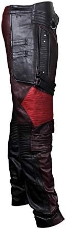 Close-up of the textured, aged leather and iconic star detail on a men's biker jacket.