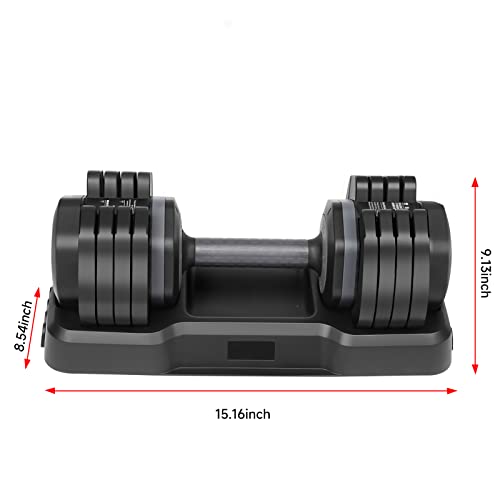 Givimo Adjustable Dumbbell 50Lb Single Dumbbell For Men And Women With Anti-Slip Metal Handle,Fast Adjust Weight By Turning Handle,16 In 1 Free Weights Dumbbell With Tray Suitable For Full Body Workout Fitness #TOP6
