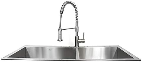 Miniatura 7 de Fregadero de cocina contemporáneo de acero inoxidable calibre 16 duradero con diseño de radio cero, montaje superior sobre el mostrador (43