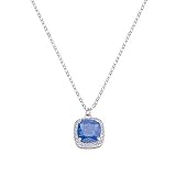 Amen Collana in Argento con Creek Stone Blu e Zirconi Collezione Icy Diamond, cm 40+5 regolabile